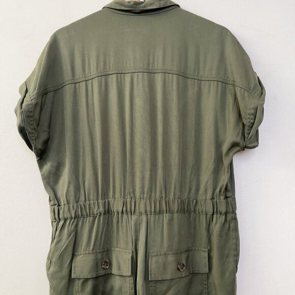 Gap Womens 6 Short Sleeve Khaki Green Romper Utility Jumpsuit - Picture 11 of 15